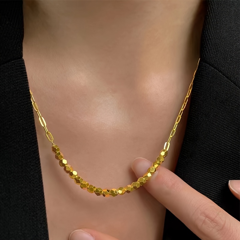 Elegant Chunky Golden Block Necklace for Women